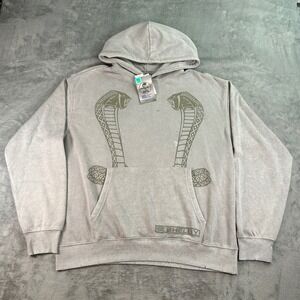 Shelby Cobra Graphic Hoodie Mens Large Grey Mineral Wash Distressed NWT